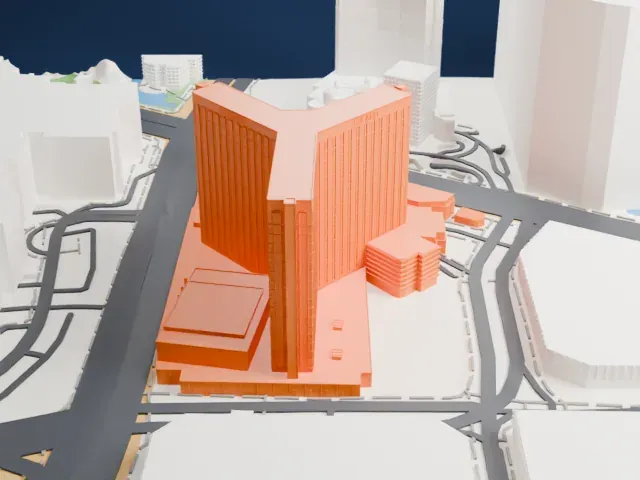 Treasure Island Hotel and Casino model, West view