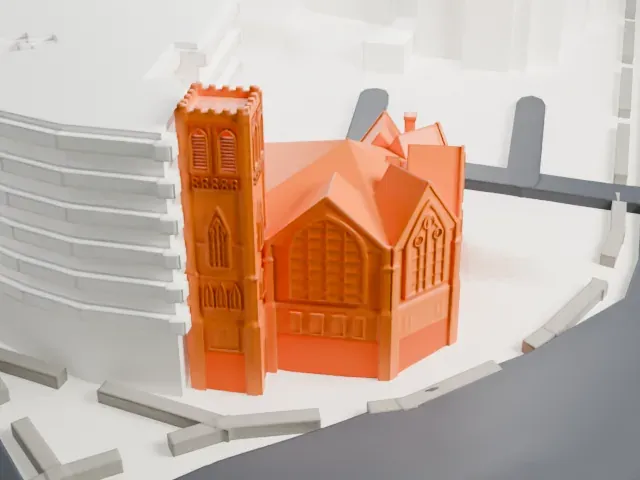 Tremont Baptist Church model, East view