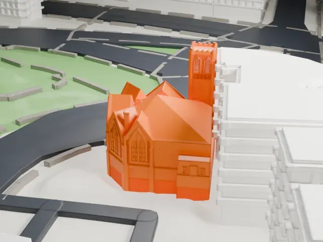 Tremont Baptist Church model, West view