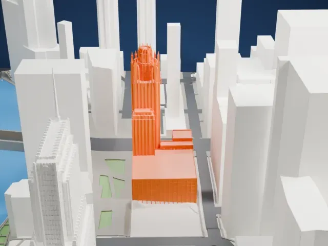 Tribune Tower model, East view