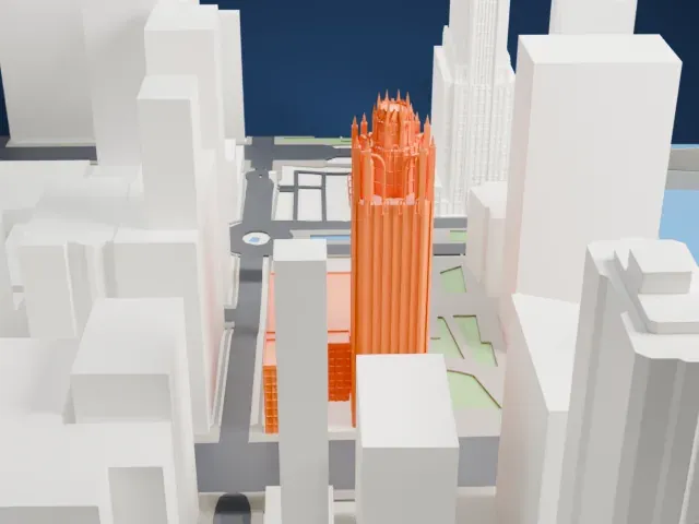 Tribune Tower model, West view