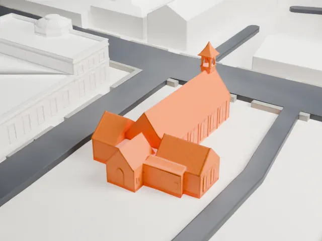 Trinity Chapel, Queens model, North view