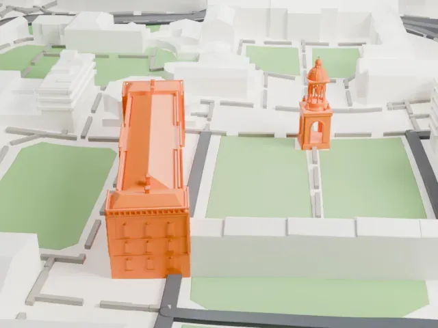 Trinity College Dublin model, East view