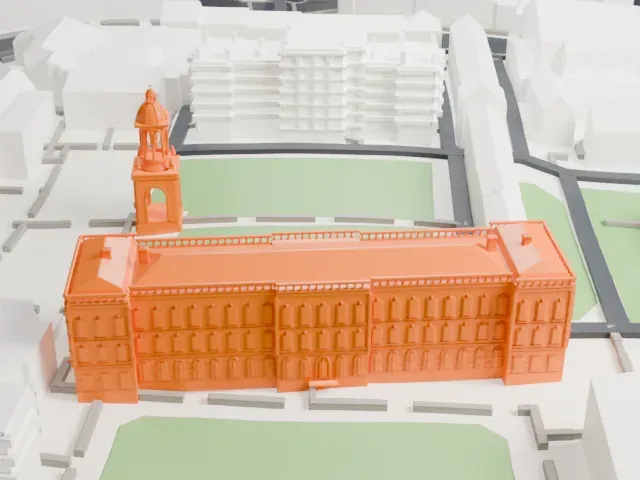 Trinity College Dublin model, South view
