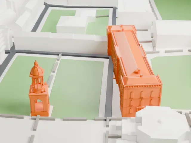 Trinity College Dublin model, West view