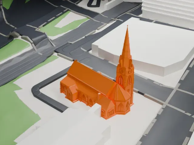 Trinity-St. Paul's Episcopal Church, New Rochelle model, South view