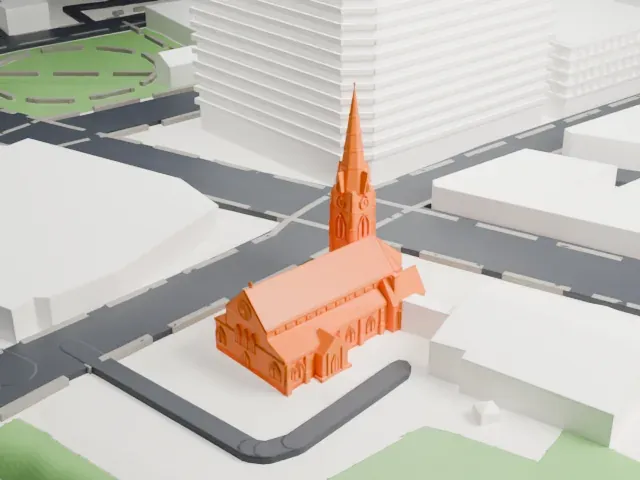 Trinity-St. Paul's Episcopal Church, New Rochelle model, West view