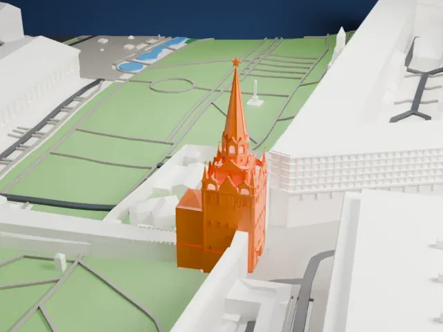 Troitskaya Tower model, South view
