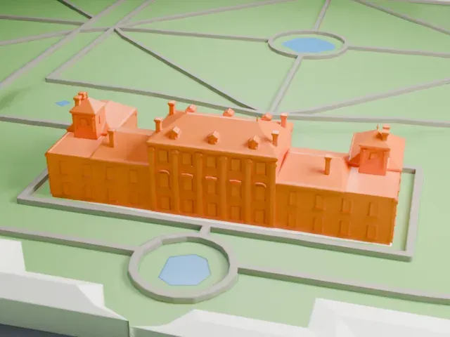 Troja Palace model, North view