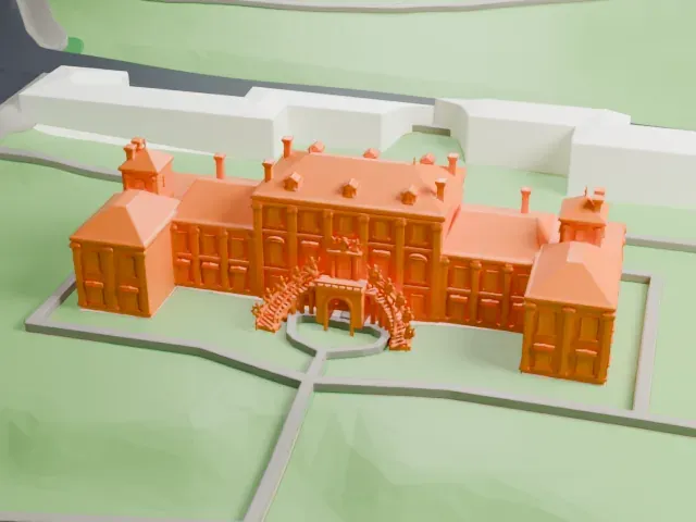 Troja Palace model, South view