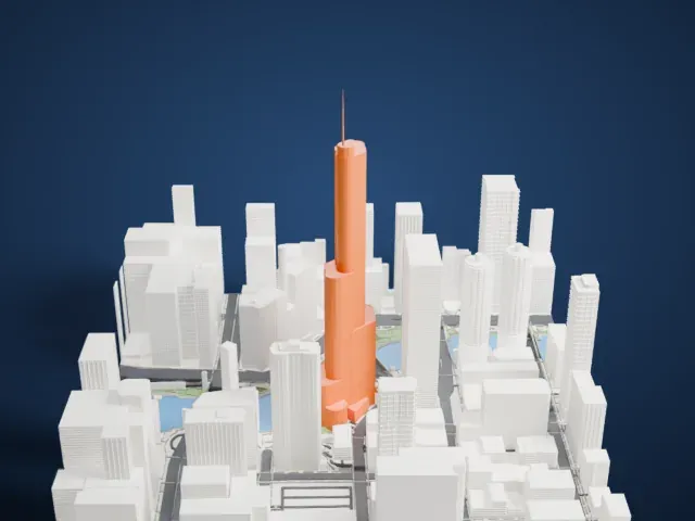 Trump International Hotel and Tower model, North view