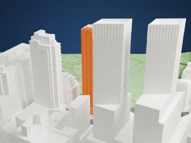 Trump International Hotel and Tower model, West view