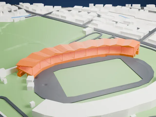 Tsirio Stadium model, West view