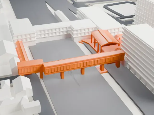 Tsurumi Station model, North view