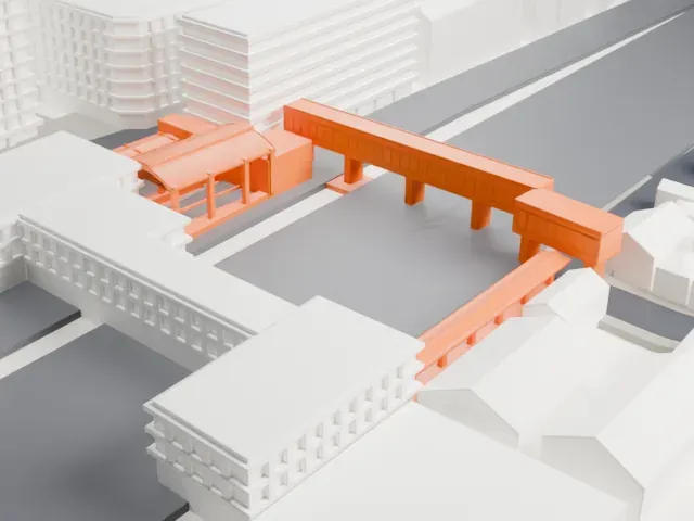 Tsurumi Station model, South view