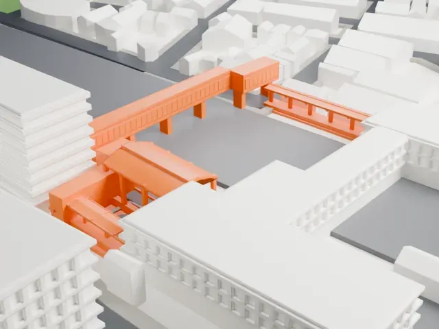 Tsurumi Station model, West view