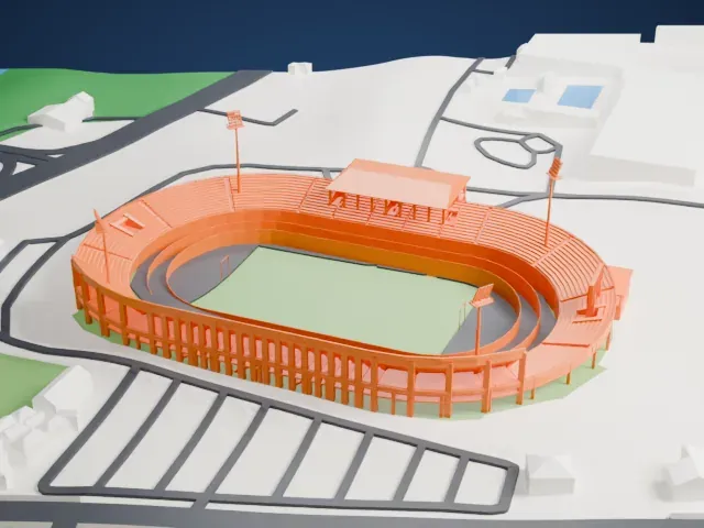 Tuanku Abdul Rahman Stadium model, East view