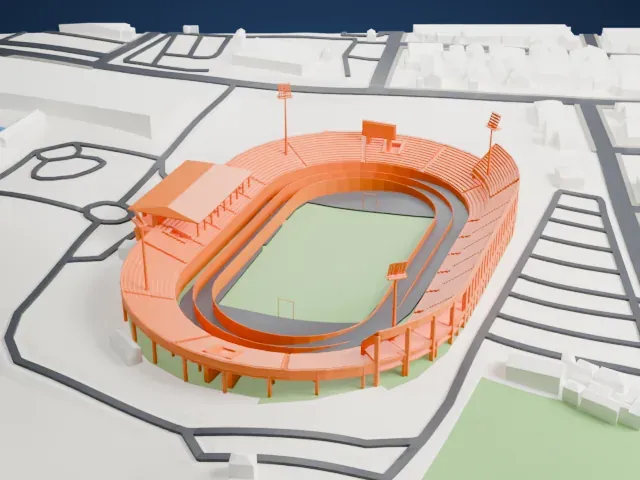 Tuanku Abdul Rahman Stadium model, South view