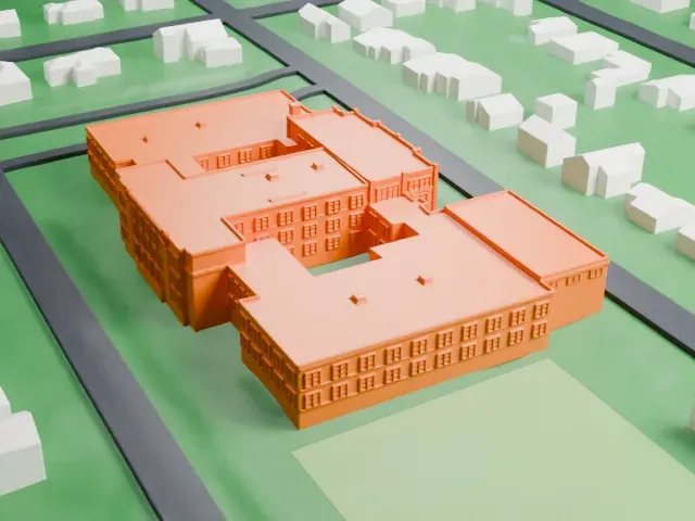 Tuckahoe High School model, East view