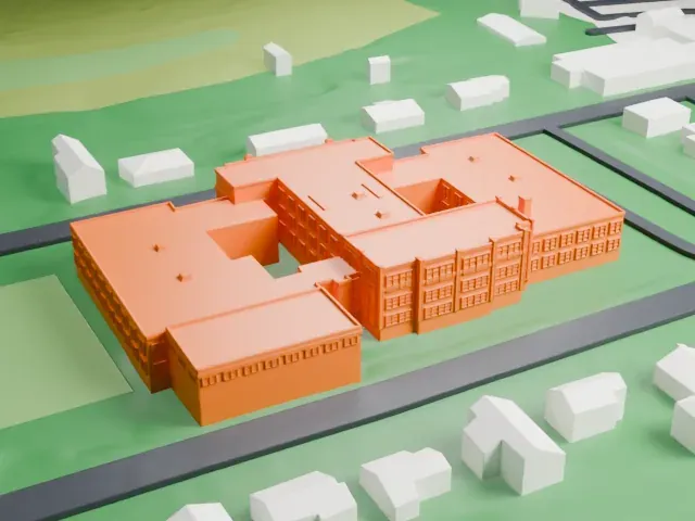 Tuckahoe High School model, North view