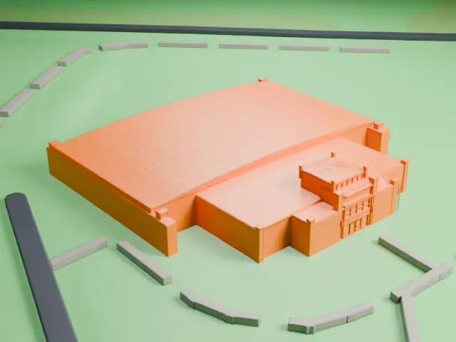 Tulsa Air and Space Museum & Planetarium Hangars model, East view