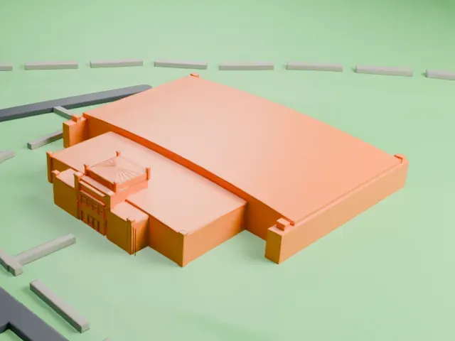 Tulsa Air and Space Museum & Planetarium Hangars model, North view