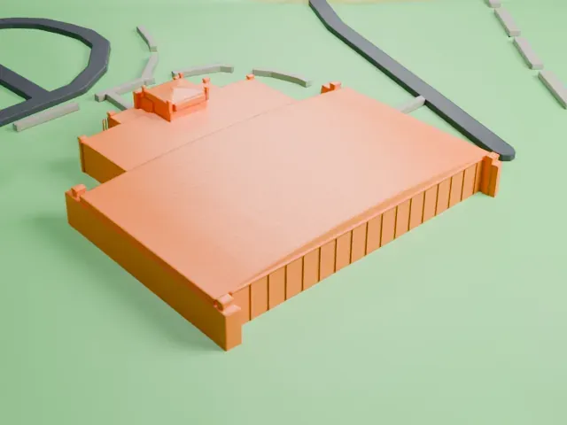 Tulsa Air and Space Museum & Planetarium Hangars model, West view