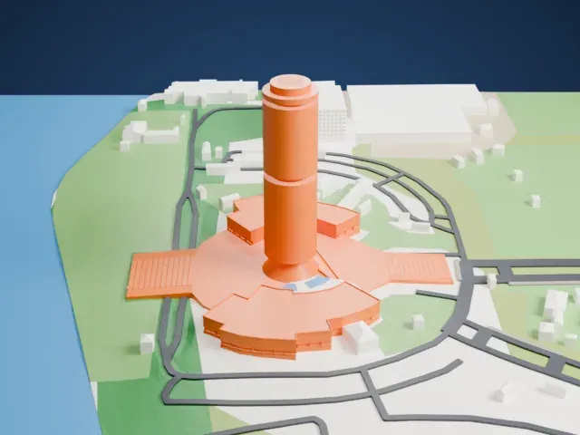 Tun Mustapha Tower model, South view