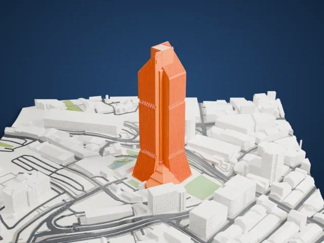 Tun Perak Tower model, North view