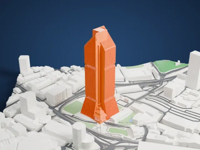 Tun Perak Tower model, South view