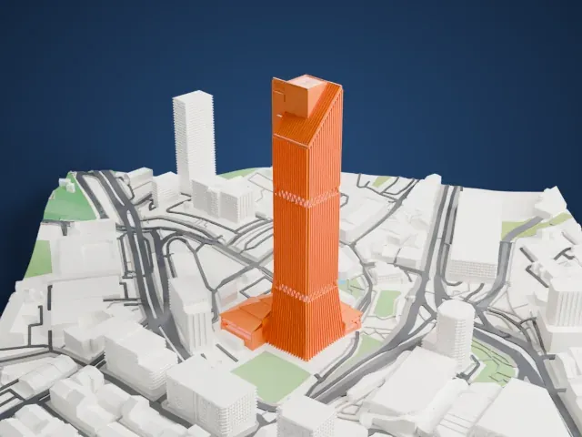Tun Perak Tower model, West view