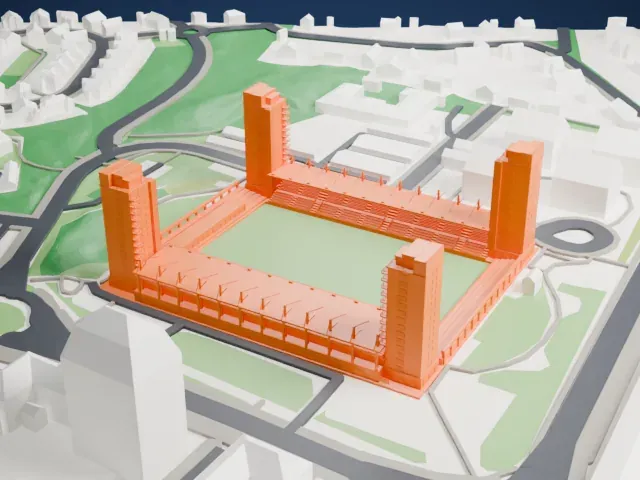 Tunavallen model, East view
