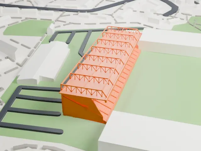 Turf Moor model, West view
