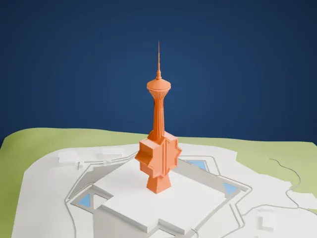 Turkmenistan Tower model, South view
