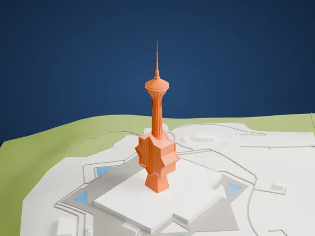 Turkmenistan Tower model, West view