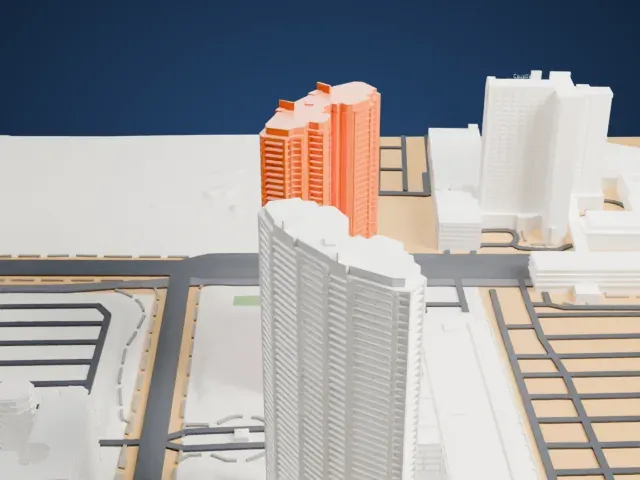 Turnberry Towers model, East view