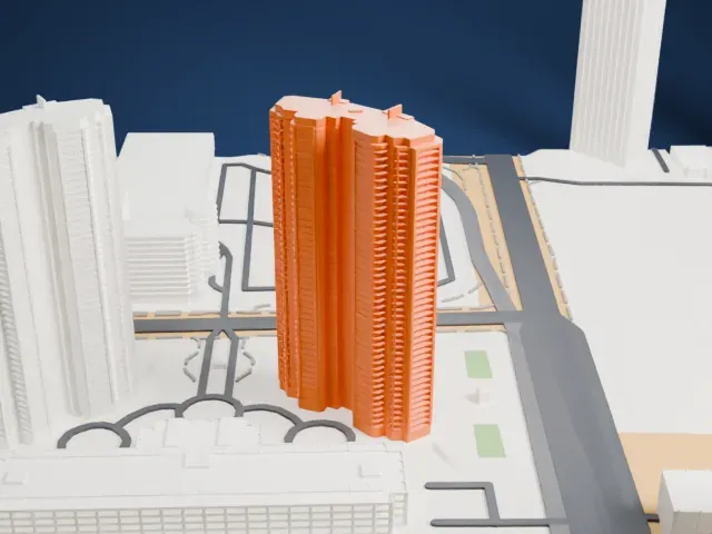 Turnberry Towers model, North view