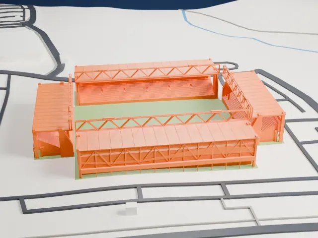 Turner Stadium model, East view