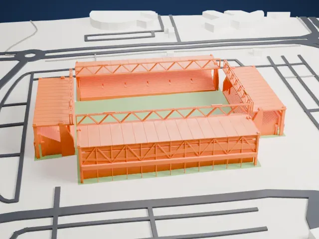Turner Stadium model, West view