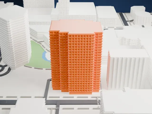 Two Arizona Center model, East view