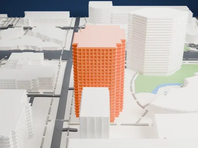 Two Arizona Center model, North view