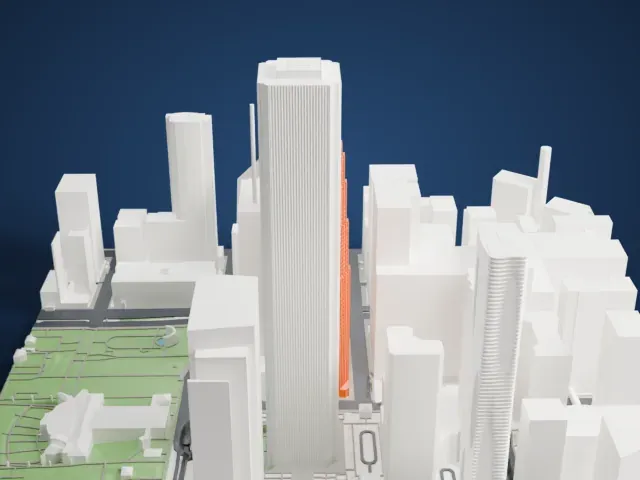 Two Prudential Plaza model, East view