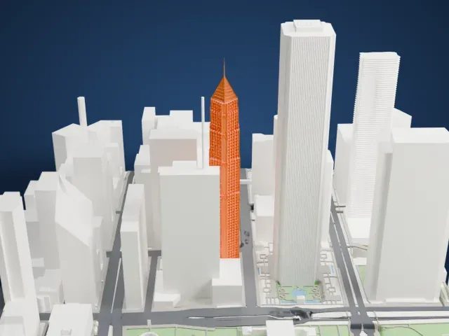 Two Prudential Plaza model, South view