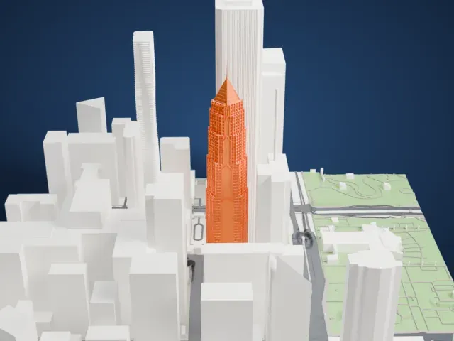 Two Prudential Plaza model, West view