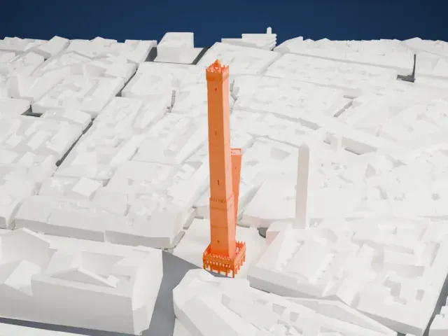 Two Towers model, South view