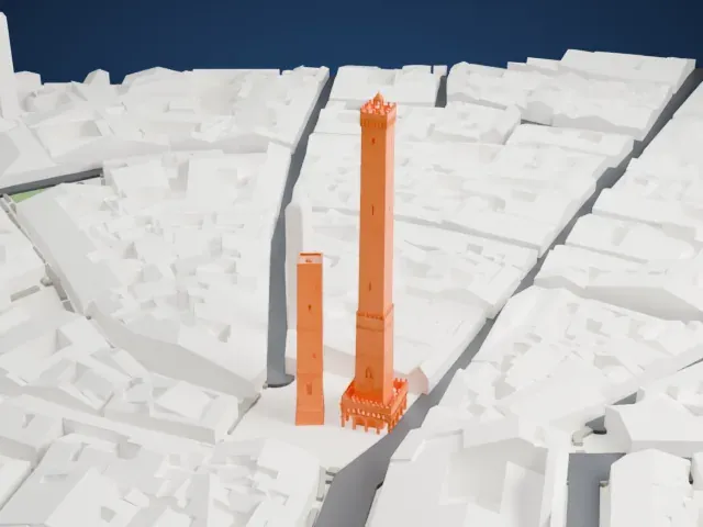 Two Towers model, West view