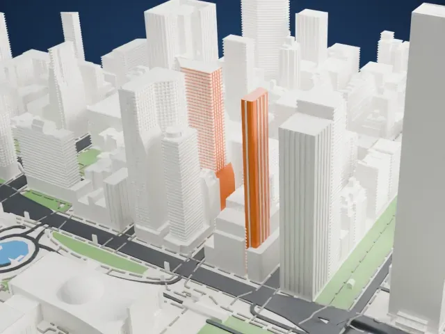 Two United Nations Plaza model, East view