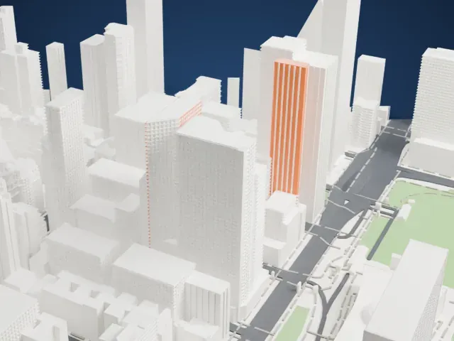 Two United Nations Plaza model, South view