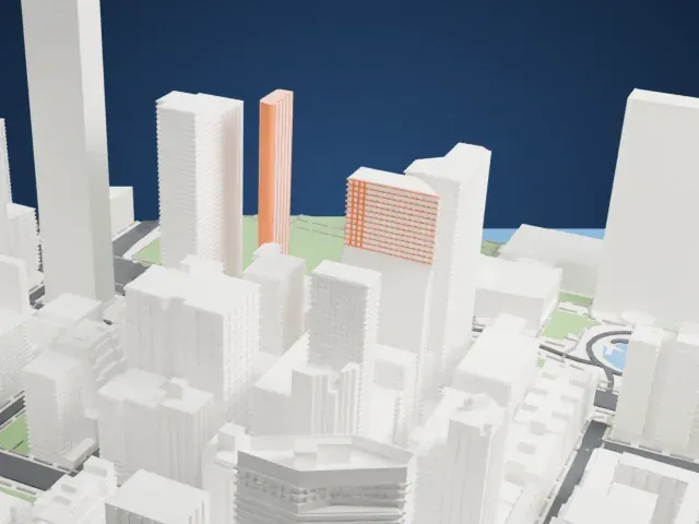 Two United Nations Plaza model, West view