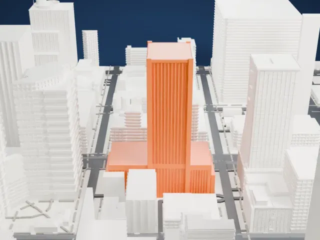 U.S. Bank Center model, East view